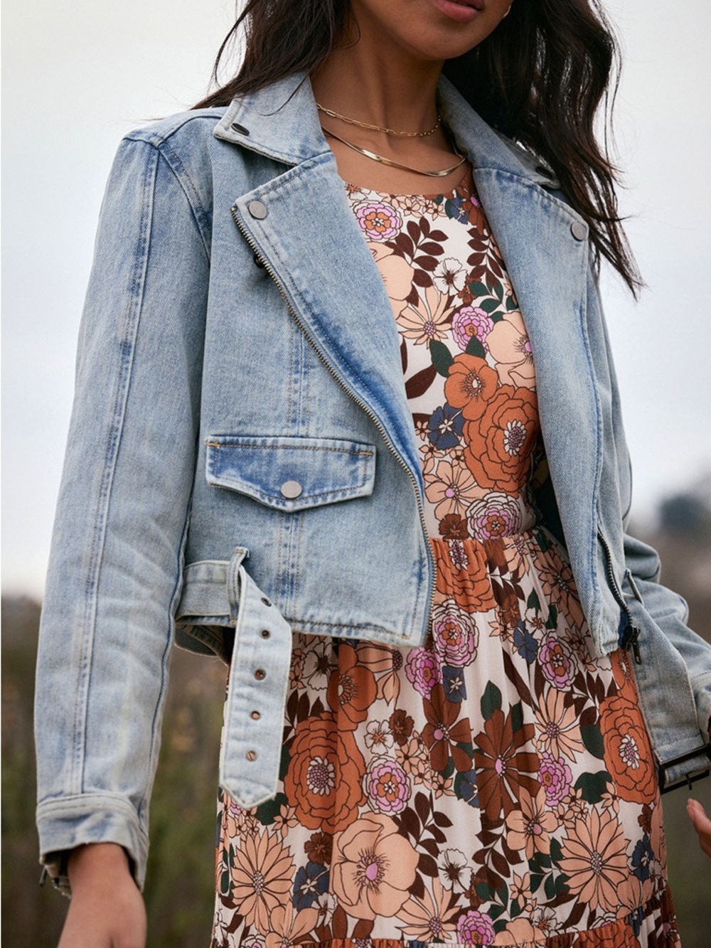 Saltwater Luxe Stella Jacket Cropped Denim Moto Belted NWT Size S $168